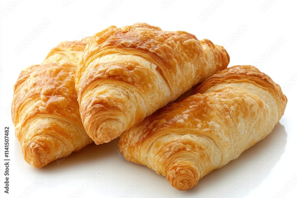 Freshly Baked Croissants with Flaky Layers and Golden Brown Exterior Freshly Baked Croissants with Flaky Layers and Golden Brown Exterior
