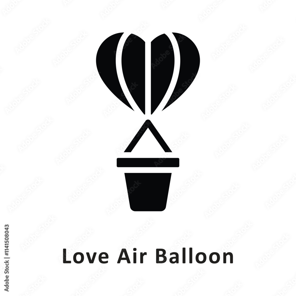 Love Air Balloon Vector Gylph Icon. Eps 10 File