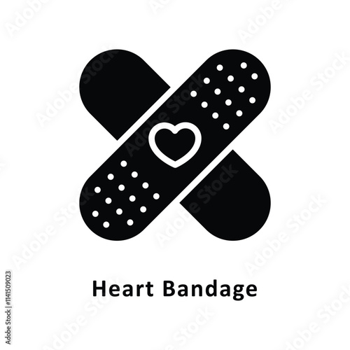 Heart Bandage Vector Gylph Icon. Eps 10 File