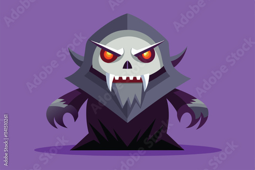A fierce ghost character stands ready to haunt with its glowing eyes and sharp claws Evil ghost Customizable Flat Illustration