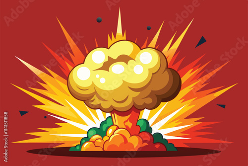 A customizable cartoon explosion bursts with color and energy, illustrating a dramatic moment of detonation Explosion Customizable Cartoon Illustration