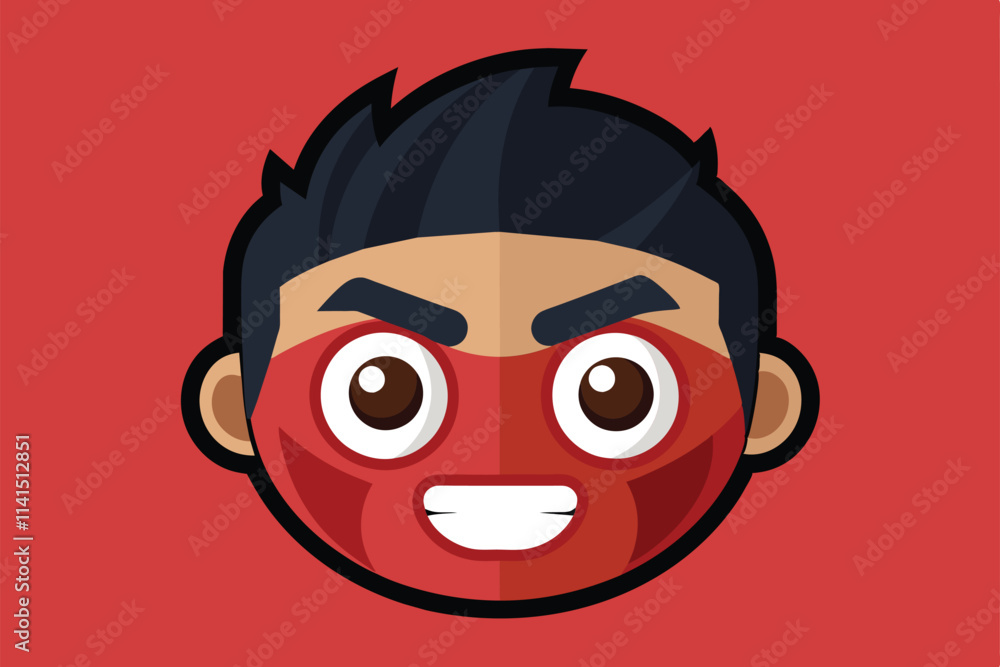 A cheerful character with a customizable face mask design shows lively features on a vibrant background Face mask emoji Customizable Semi Flat Illustration A cheerful character with a customizable face mask design shows lively features on a vibrant background Face mask emoji Customizable Semi Flat Illustration