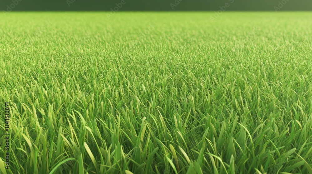 Obraz premium Lush Green Grass Field Under Bright Sunshine in Vibrant Nature Landscape