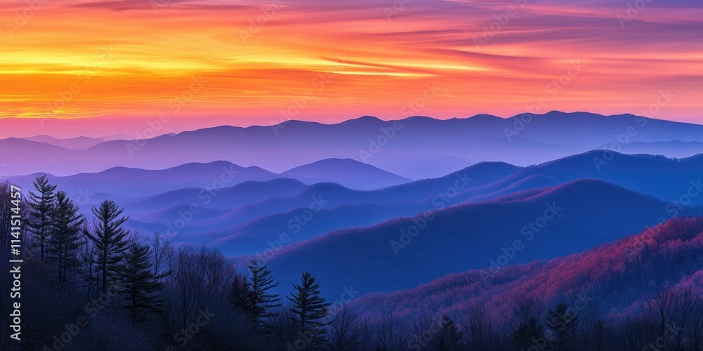 Fototapeta premium Mountain Range Sunset