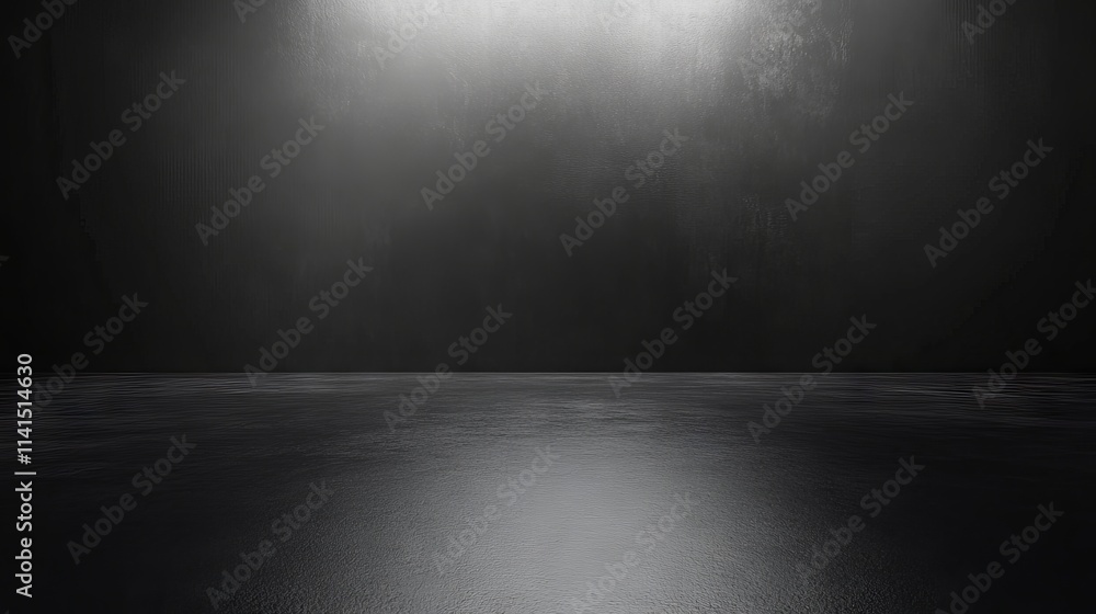 Professional black studio with gray gradient perspective floor backdrop and spotlight lighting for displaying products, artwork, and creative presentations Professional black studio with gray gradient perspective floor backdrop and spotlight lighting for displaying products, artwork, and creative presentations