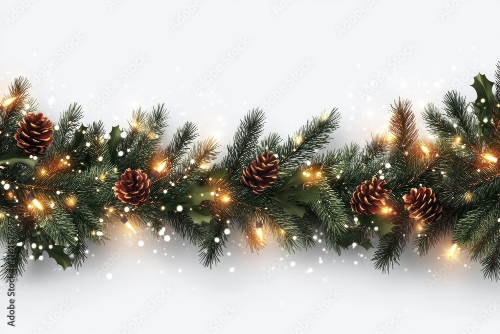 Christmas Garland with Pine Cones and Lights Christmas Garland with Pine Cones and Lights