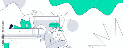 Education and learning people flat vector concept hand drawn illustration
