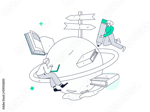 Education and learning people flat vector concept hand drawn illustration
