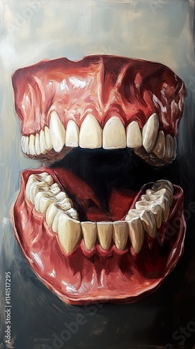 Realistic Denture Painting: A Close-Up Study of Human Teeth photo