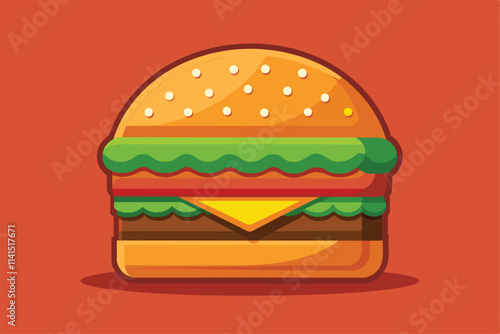 Customize your burger with fresh toppings and enjoy it in a colorful setting Fast food Customizable Semi Flat Illustration