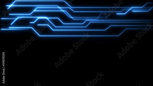 abstract technology background with neon blue lines seamless looping