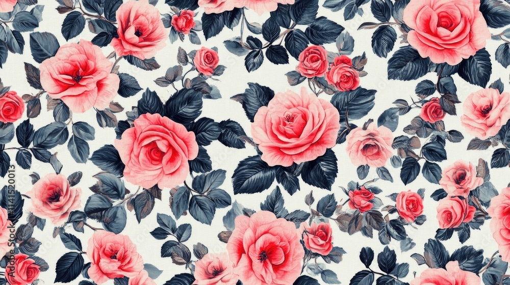 Pink rose pattern on white background Pink rose pattern on white background