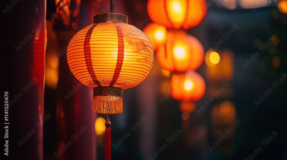 A serene display of glowing red lanterns, creating a warm and festive atmosphere. A serene display of glowing red lanterns, creating a warm and festive atmosphere.