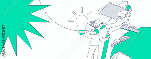 Education and learning people flat vector concept hand drawn illustration
