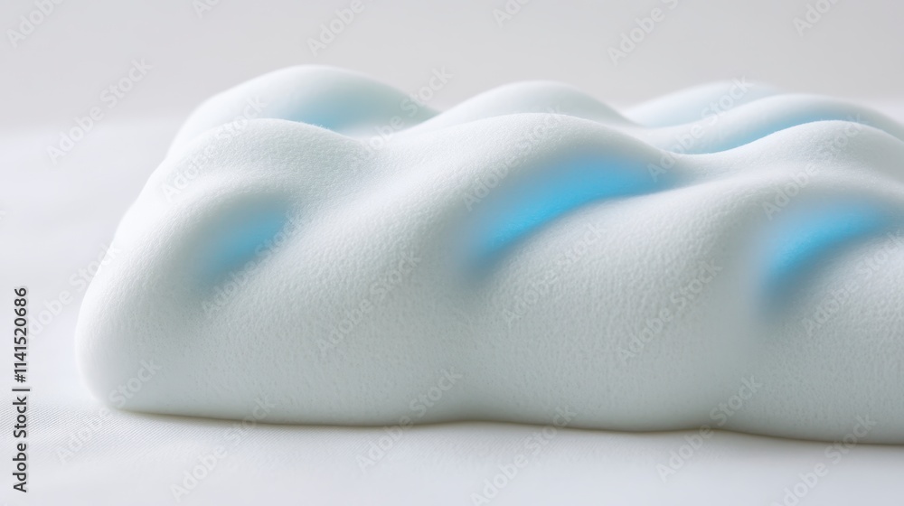 A soft, textured foam piece with gentle curves, featuring subtle blue highlights, creating a calming and modern aesthetic. A soft, textured foam piece with gentle curves, featuring subtle blue highlights, creating a calming and modern aesthetic.