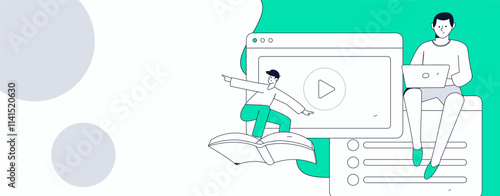 Education and learning people flat vector concept hand drawn illustration
