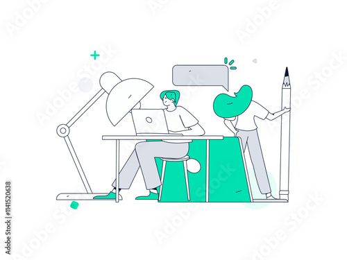 Education and learning people flat vector concept hand drawn illustration
