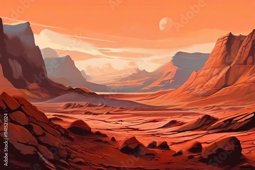 46 mars landscape a colorful illustration of the martian landsca photo