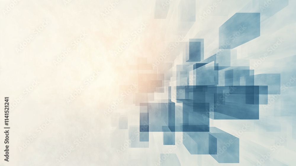 Obraz premium Abstract Blue Geometric Cubes with Light Gradient Background