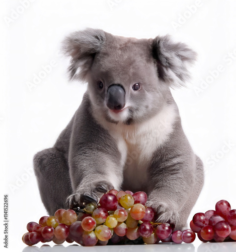 Illustration of a koala holding a grape