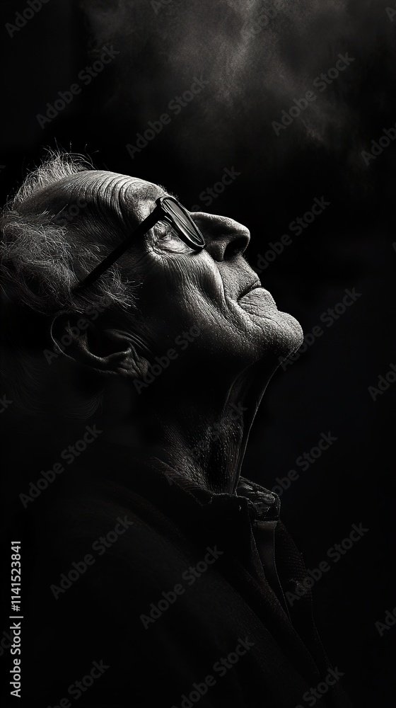 Contemplative Gaze: A Black and White Portrait of an Elderly Man Contemplative Gaze: A Black and White Portrait of an Elderly Man