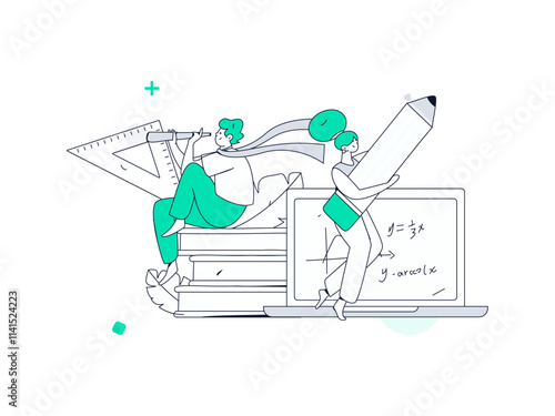 Education and learning people flat vector concept hand drawn illustration
