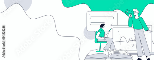 Education and learning people flat vector concept hand drawn illustration
