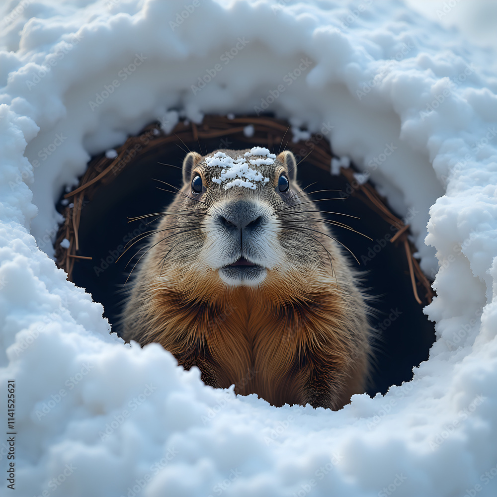 custom made wallpaper toronto digitalInquisitive Marmot Peeking From Snowy Burrow