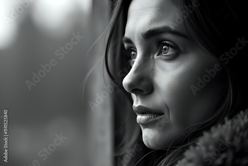 Wallpaper Mural Melancholic Black and White Portrait of Woman in Fur
 Torontodigital.ca