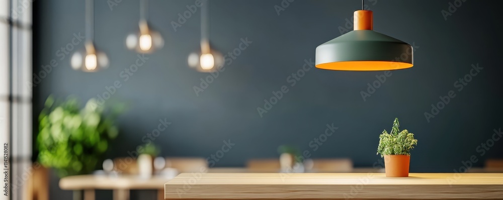 Stylish restaurant interior with adjustable lighting creating a warm and inviting atmosphere for diners. Stylish restaurant interior with adjustable lighting creating a warm and inviting atmosphere for diners.