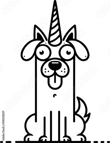 Dog Unicorn Cartoon Illustration 