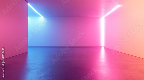 Empty room Abstract neon light fluorescent Neon Lights glow studio background for product presentation