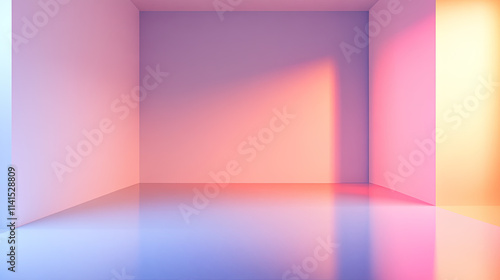 Empty room Abstract neon light fluorescent Neon Lights glow studio background for product presentation