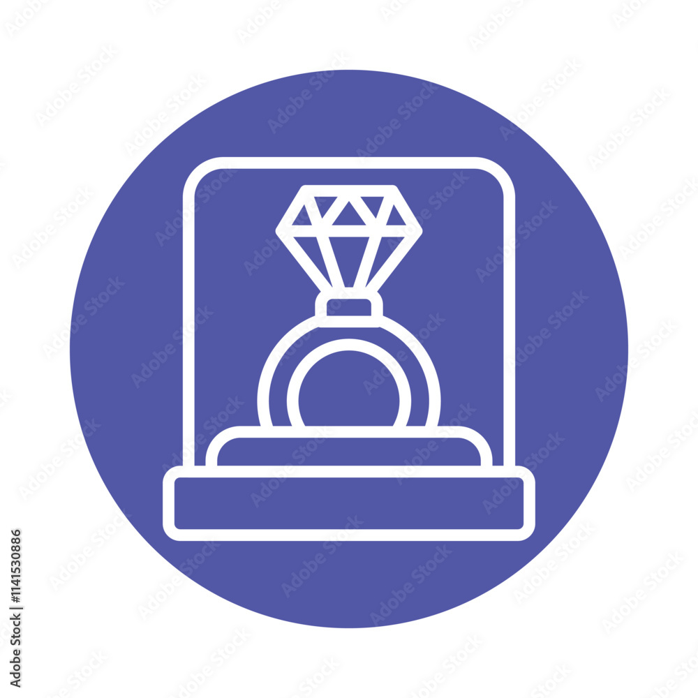 Engagement Ring  Vector Gylph Circle Icon. Eps 10 file 