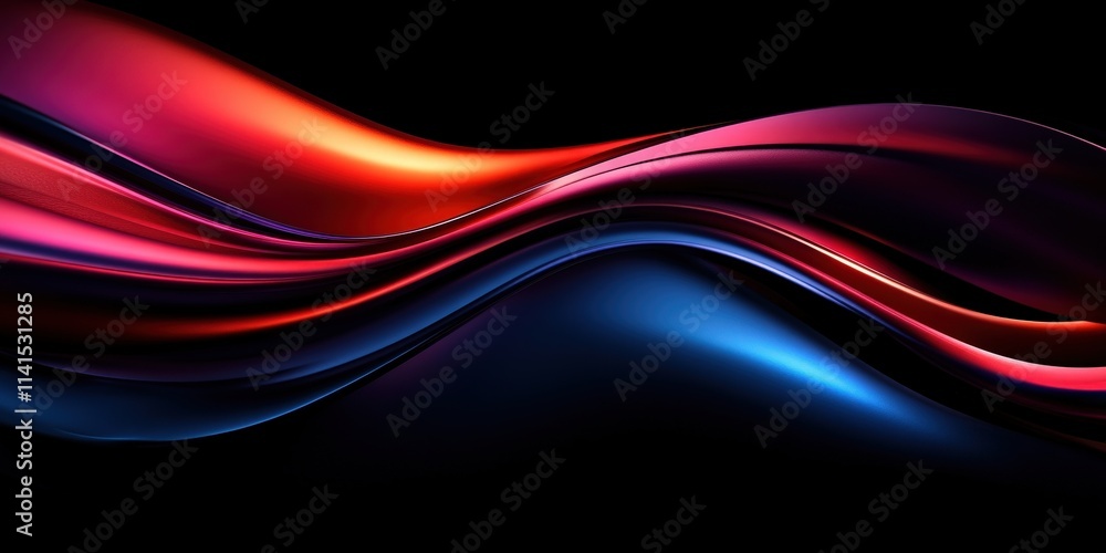 Fluid Abstract Waves on a Pitch Black Background with Rich Colors of Red and Blue in a Modern Design for Artistic and Creative Uses Fluid Abstract Waves on a Pitch Black Background with Rich Colors of Red and Blue in a Modern Design for Artistic and Creative Uses