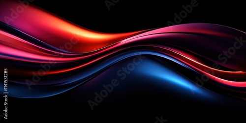 Fluid Abstract Waves on a Pitch Black Background with Rich Colors of Red and Blue in a Modern Design for Artistic and Creative Uses