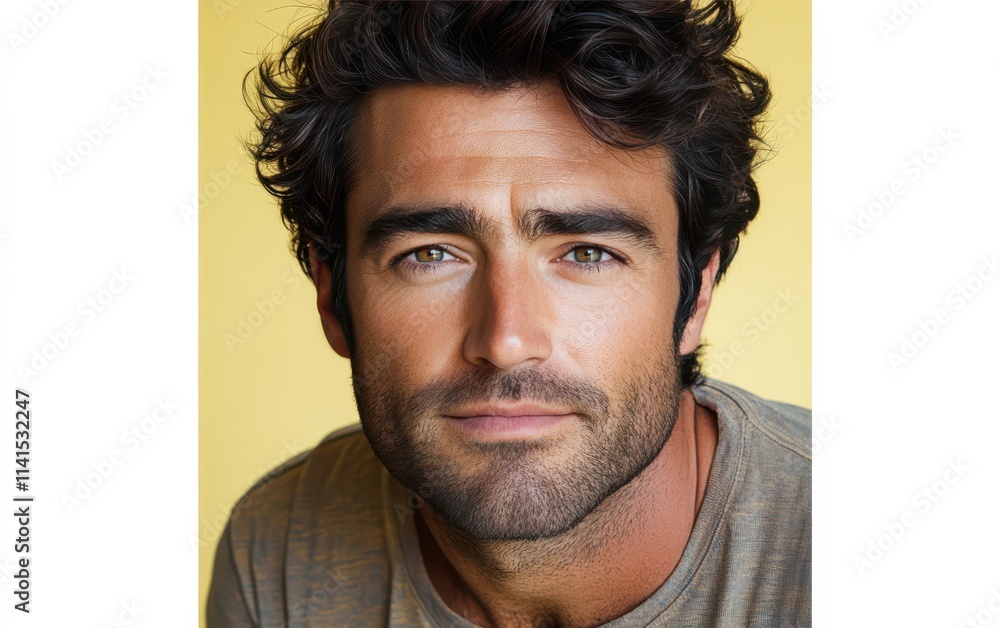 man with casual t-shirt is smiling at the camera, solid color background man with casual t-shirt is smiling at the camera, solid color background