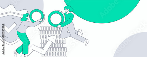 Internet financial management investment flat vector concept operation hand drawn illustration
