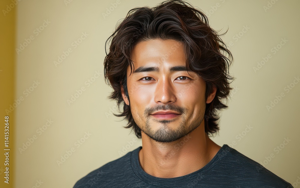 man with casual t-shirt is smiling at the camera, solid color background man with casual t-shirt is smiling at the camera, solid color background