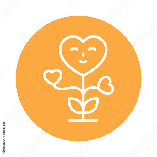 Heart Flower Vector Gylph Circle Icon. Eps 10 file 