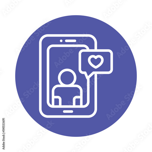 Online Dating Vector Gylph Circle Icon. Eps 10 file 
