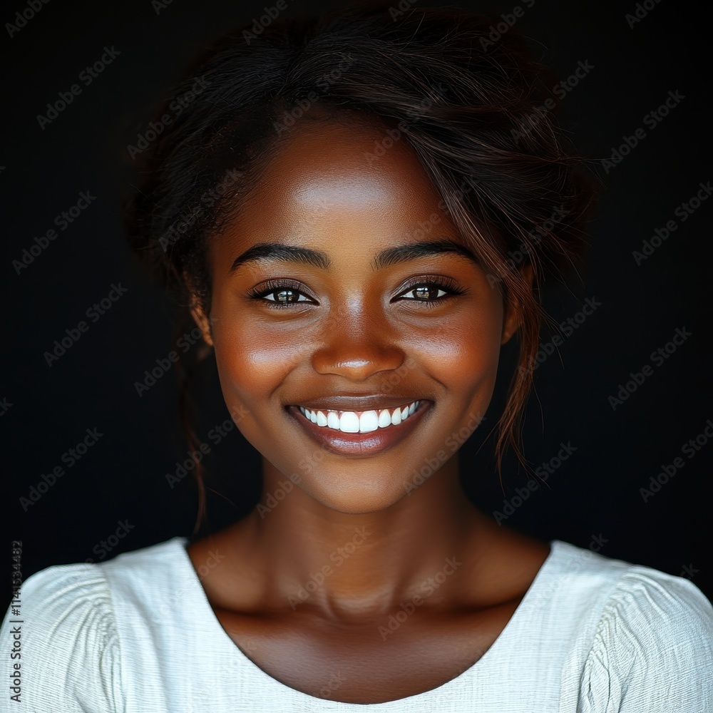 Africa American woman with curly hair is smiling in studio background Africa American woman with curly hair is smiling in studio background