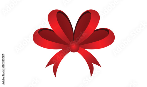 Realistic looking red bow illustration, Birthday, Christmas or celebration element
