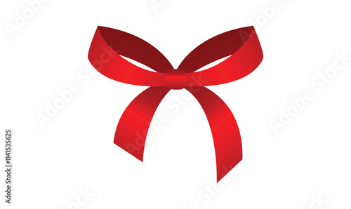 Realistic looking red bow illustration, Birthday, Christmas or celebration element
