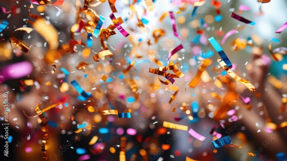 Celebration event with colorful confetti party venue festive atmosphere joyful gathering vibrant energy Celebration event with colorful confetti party venue festive atmosphere joyful gathering vibrant energy