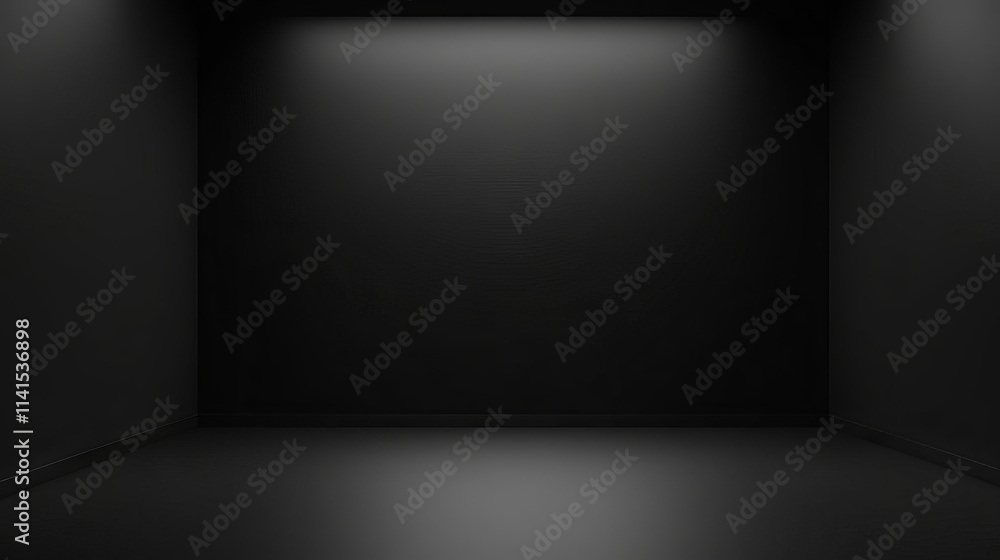 Empty black studio room with sleek design, vector template background ideal for displaying products, versatile banner for advertising merchandise on websites and e-commerce platforms Empty black studio room with sleek design, vector template background ideal for displaying products, versatile banner for advertising merchandise on websites and e-commerce platforms