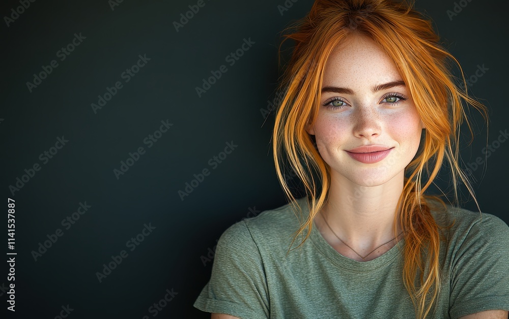 Beauty girl smiling and wearing a t-shirt in studio color background Beauty girl smiling and wearing a t-shirt in studio color background
