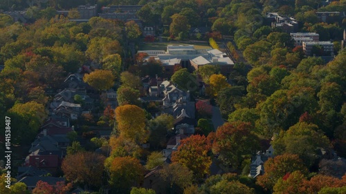 Wallpaper Mural Aerial over nice homes in Clayton Demun neighborhood of St. Louis, Missouri in Autumn at peak Fall color. Camera sliding to the left. Torontodigital.ca