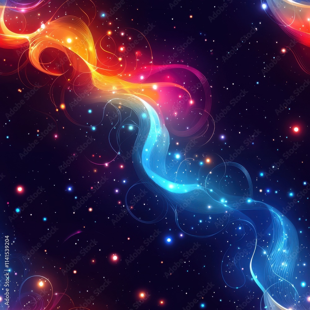 Dynamic colorful waves flowing through cosmic space abstract digital artwork night sky vibrant colors Dynamic colorful waves flowing through cosmic space abstract digital artwork night sky vibrant colors