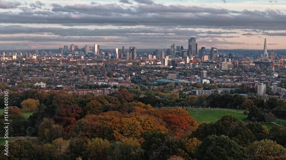 Timelapse approach toward Parliament Hill with clouds over London skyline Timelapse approach toward Parliament Hill with clouds over London skyline